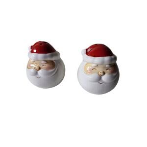 Christmas Santa Claus Head Face Jolly Happy Salt & Pepper Shakers